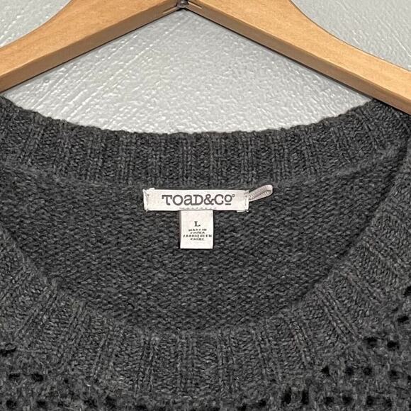Toad & Co Size Large Charcoal Chunky Cable Knit Kintail Lambswool Sweater Tunic - Picture 4 of 12